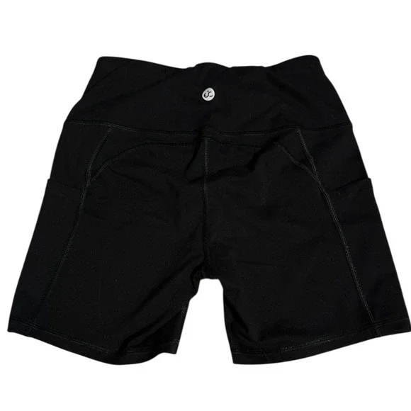 Ewedoos Women Black High Waist Biker Shorts with Pockets XS - Picture 2 of 3
